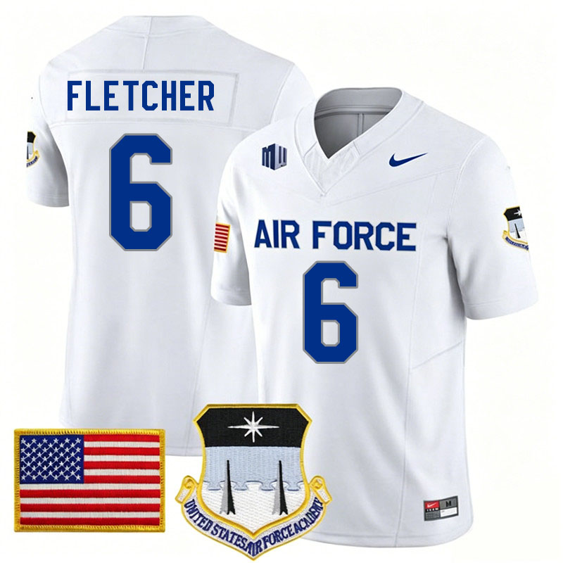 Air Force Falcons #6 Blake Fletcher College Football Jerseys,Uniforms-White